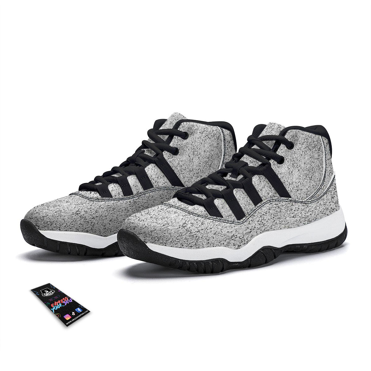 Glitter Artwork Light Silver Print Black Bball Shoes-grizzshop