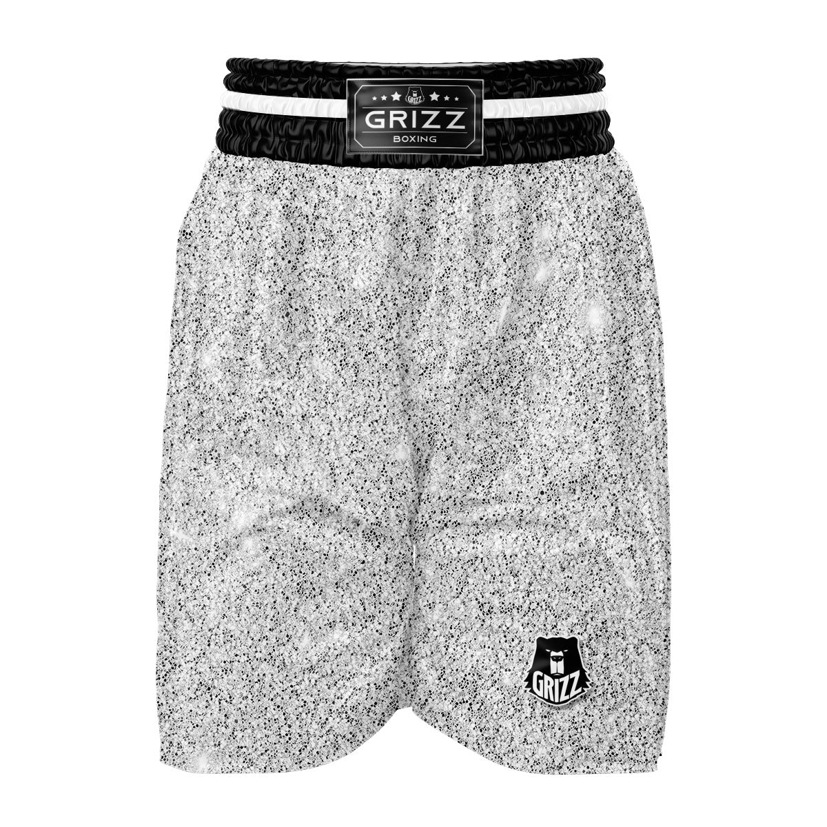 Glitter Artwork Light Silver Print Boxing Shorts-grizzshop
