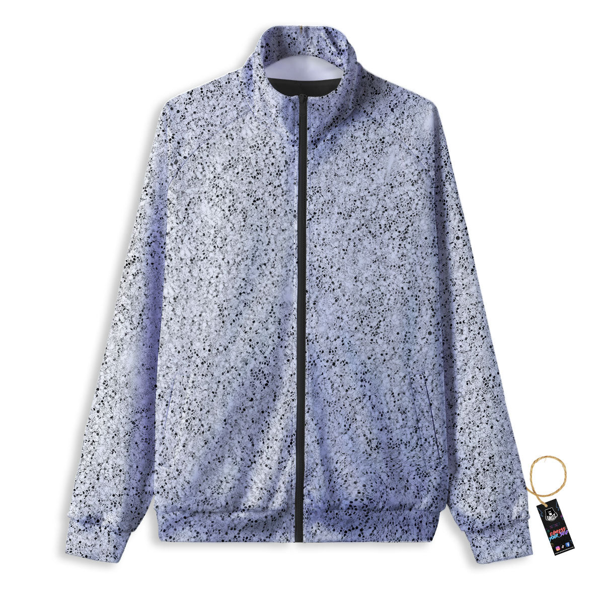 Glitter Artwork Light Silver Print Track Jacket-grizzshop