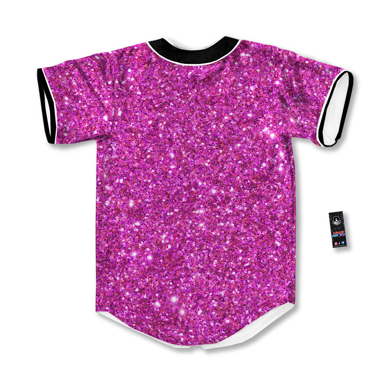 Glitter Artwork Magenta Pink Print Baseball Jersey-grizzshop