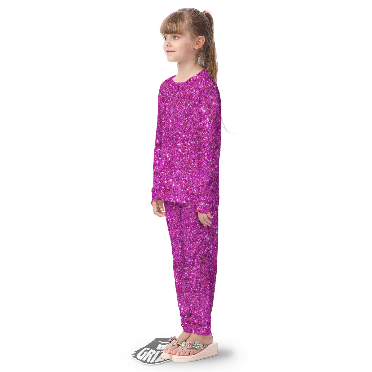 Glitter Artwork Magenta Pink Print Kid's Pajamas-grizzshop