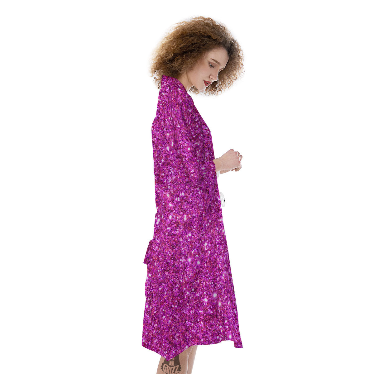Glitter Artwork Magenta Pink Print Kimono-grizzshop