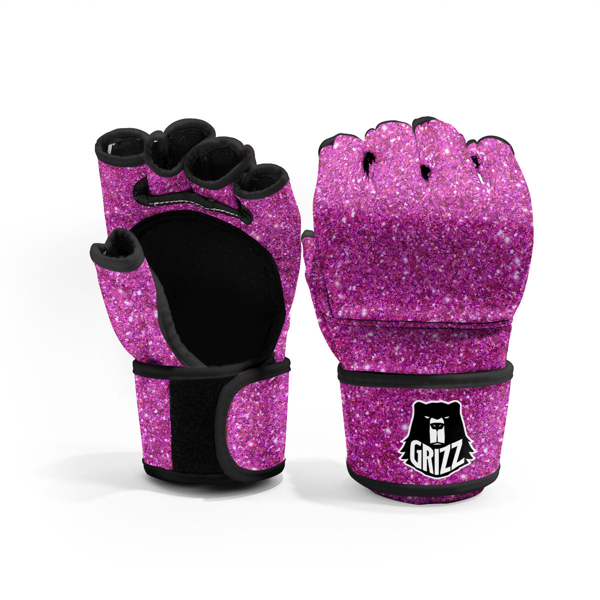 Glitter Artwork Magenta Pink Print MMA Gloves-grizzshop