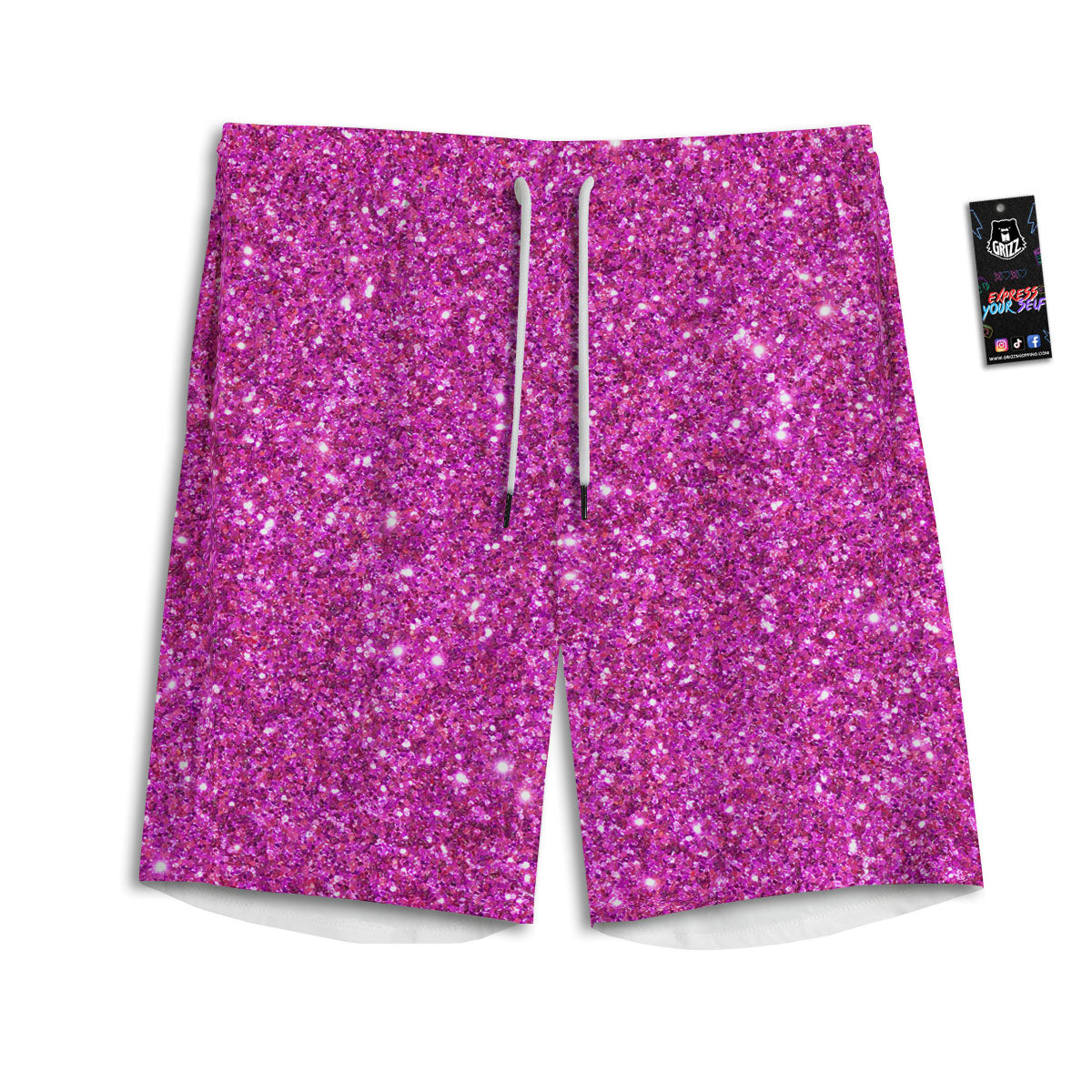 Glitter Artwork Magenta Pink Print Men's Athletic Shorts