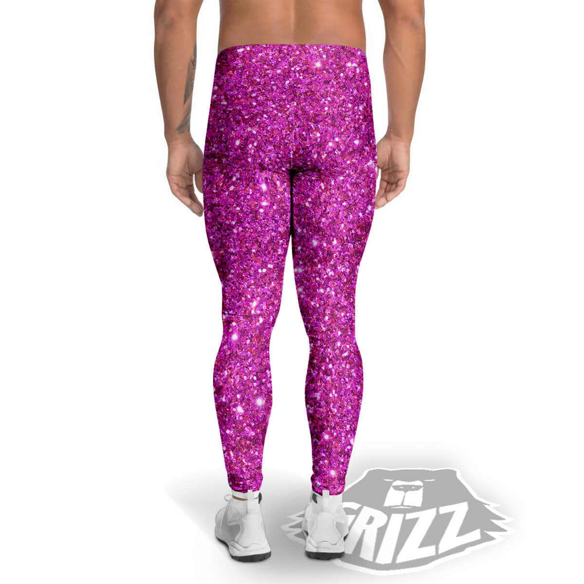 Glitter Artwork Magenta Pink Print Men's Leggings-grizzshop