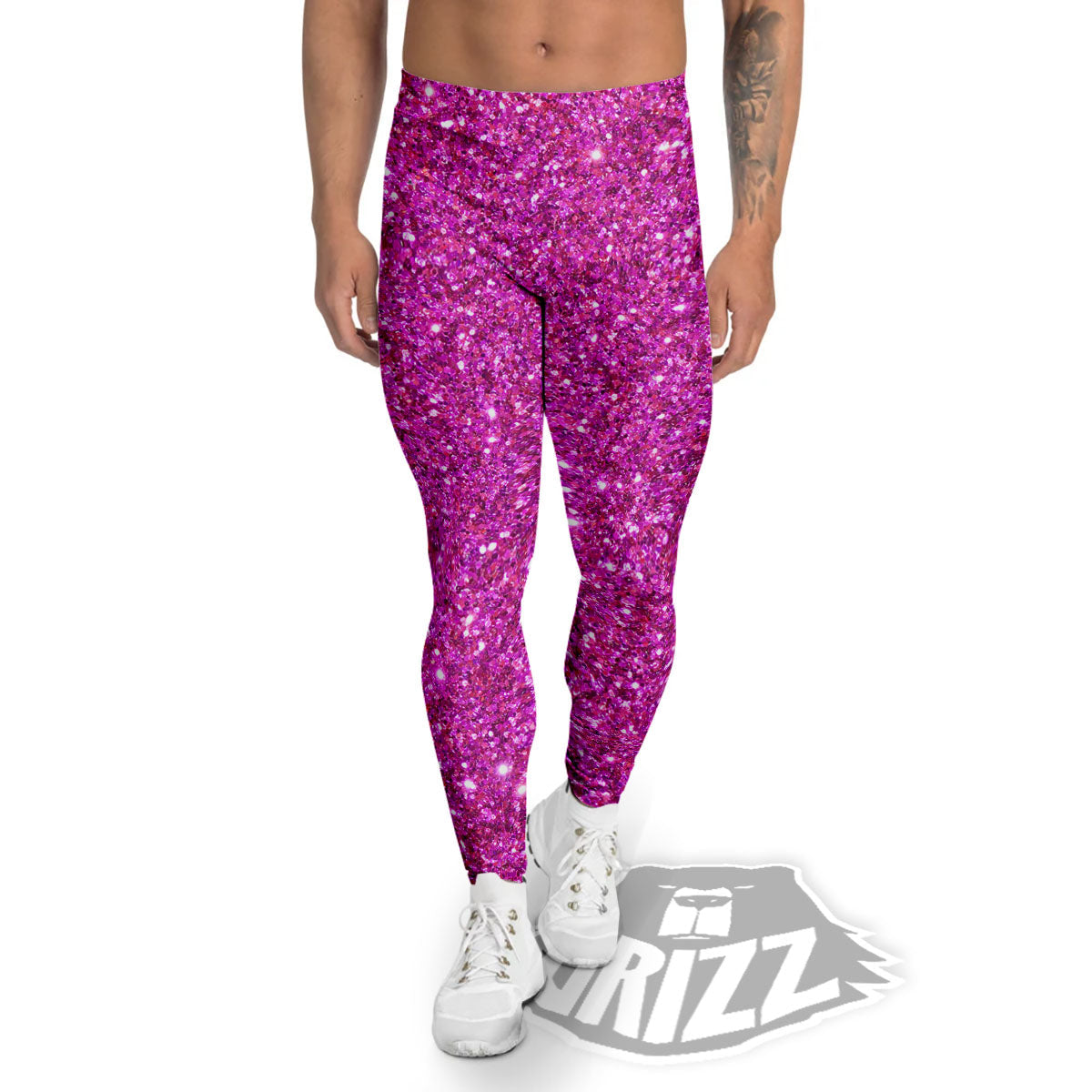 Glitter Artwork Magenta Pink Print Men's Leggings-grizzshop