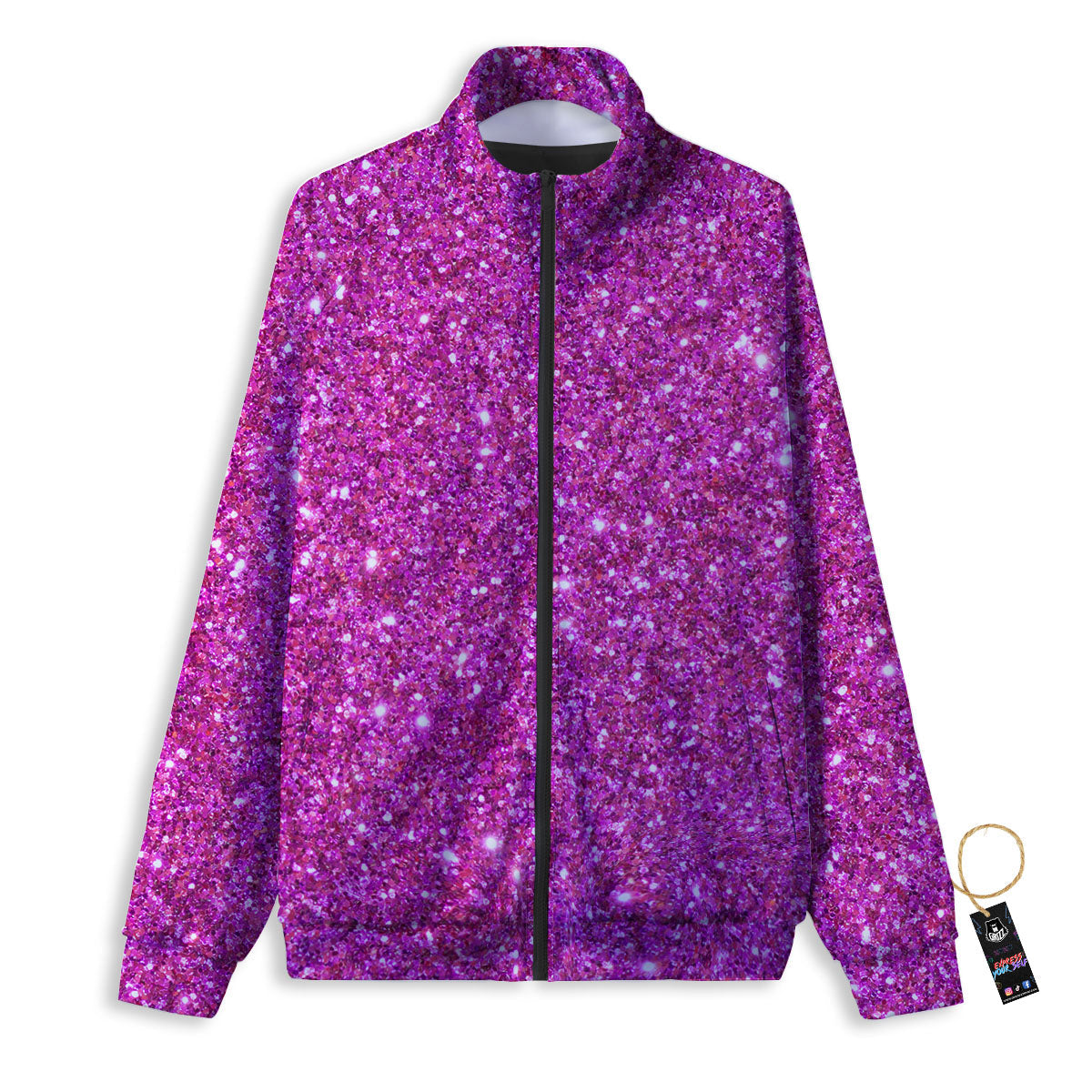 Glitter Artwork Magenta Pink Print Track Jacket-grizzshop