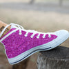 Glitter Artwork Magenta Pink Print White High Top Shoes-grizzshop