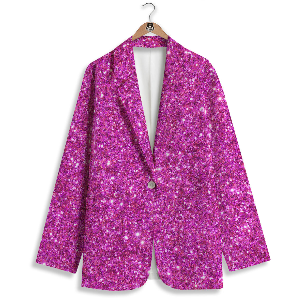 Glitter Artwork Magenta Pink Print Women's Blazer-grizzshop