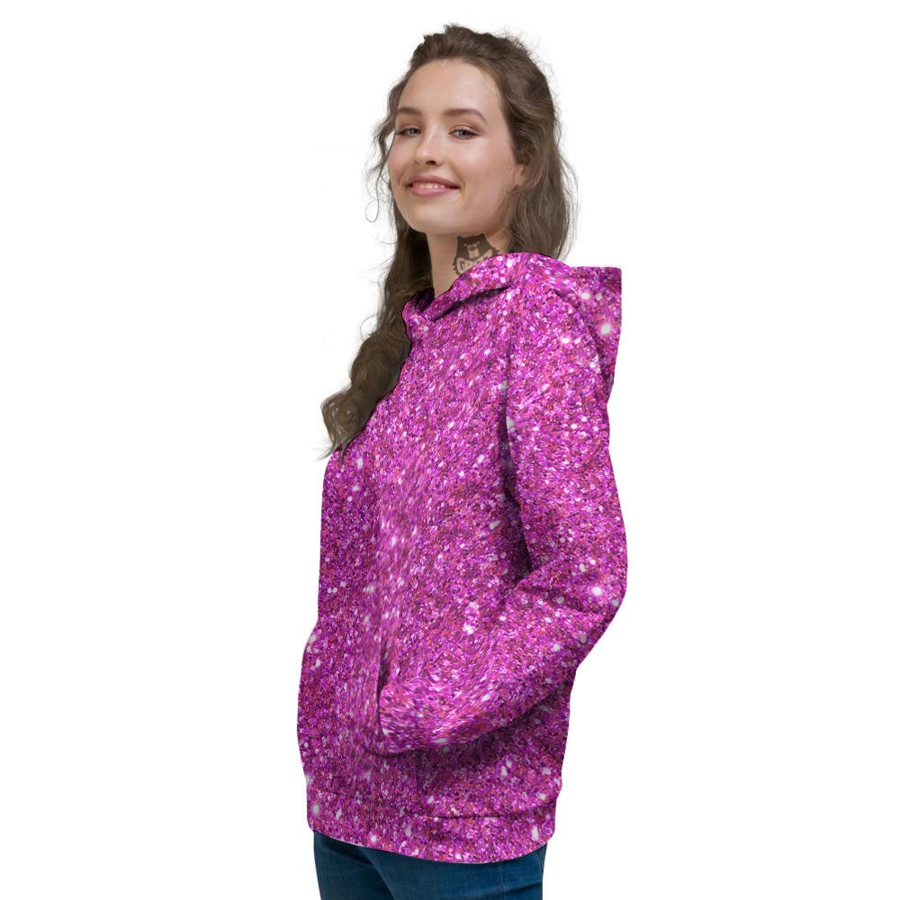 Glitter Artwork Magenta Pink Print Women's Hoodie-grizzshop