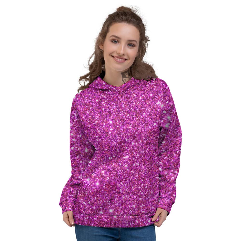 Glitter Artwork Magenta Pink Print Women's Hoodie-grizzshop