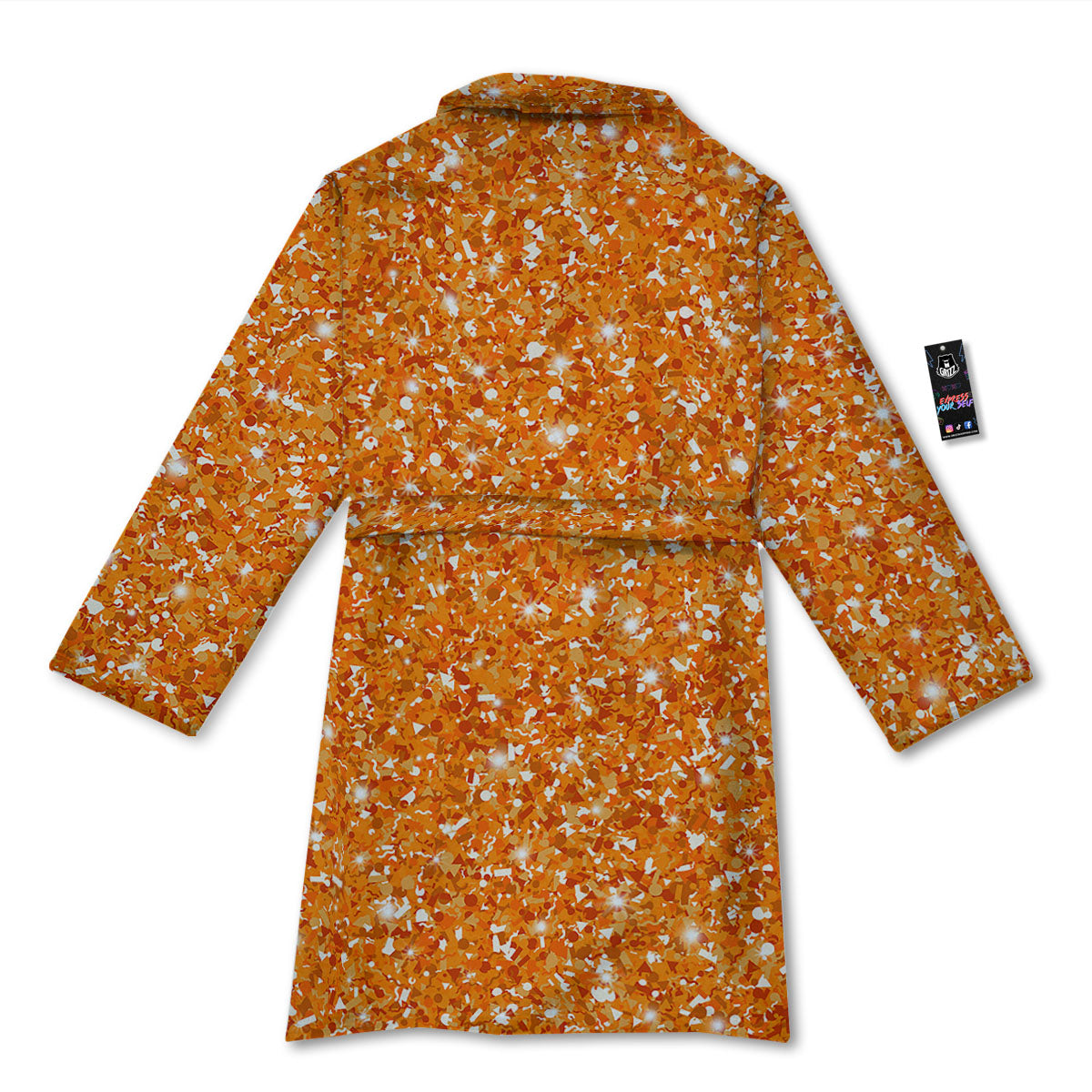 Glitter Artwork Orange Print Bathrobe-grizzshop
