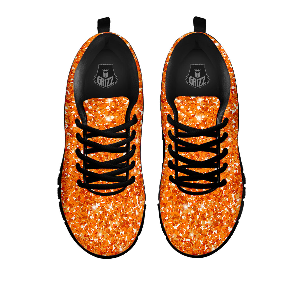 Glitter Artwork Orange Print Black Sneaker-grizzshop