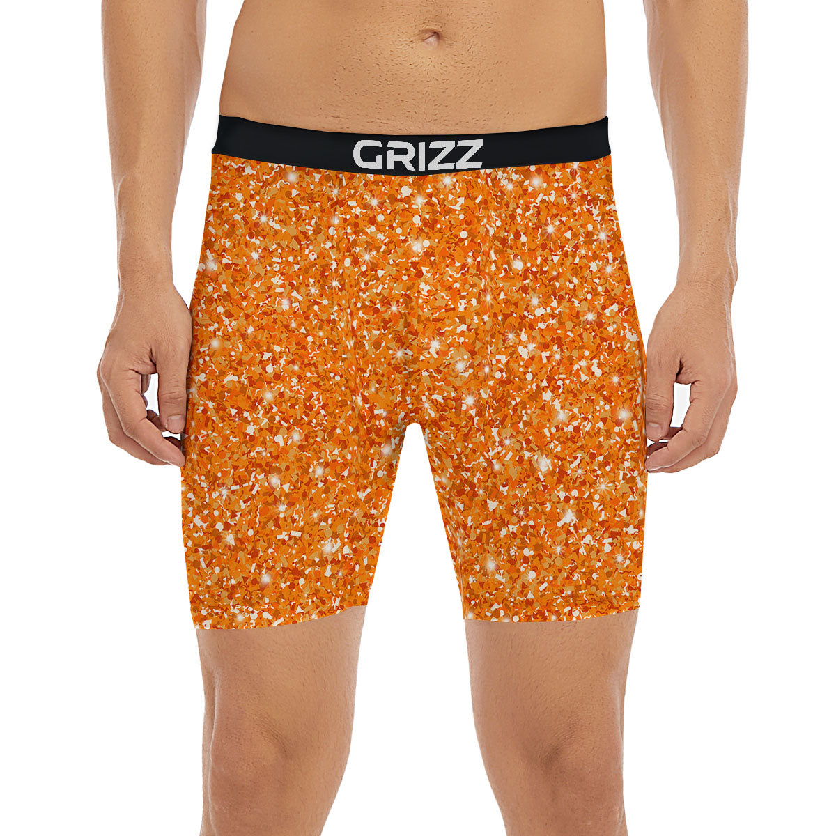 Glitter Artwork Orange Print Boxer Briefs-grizzshop