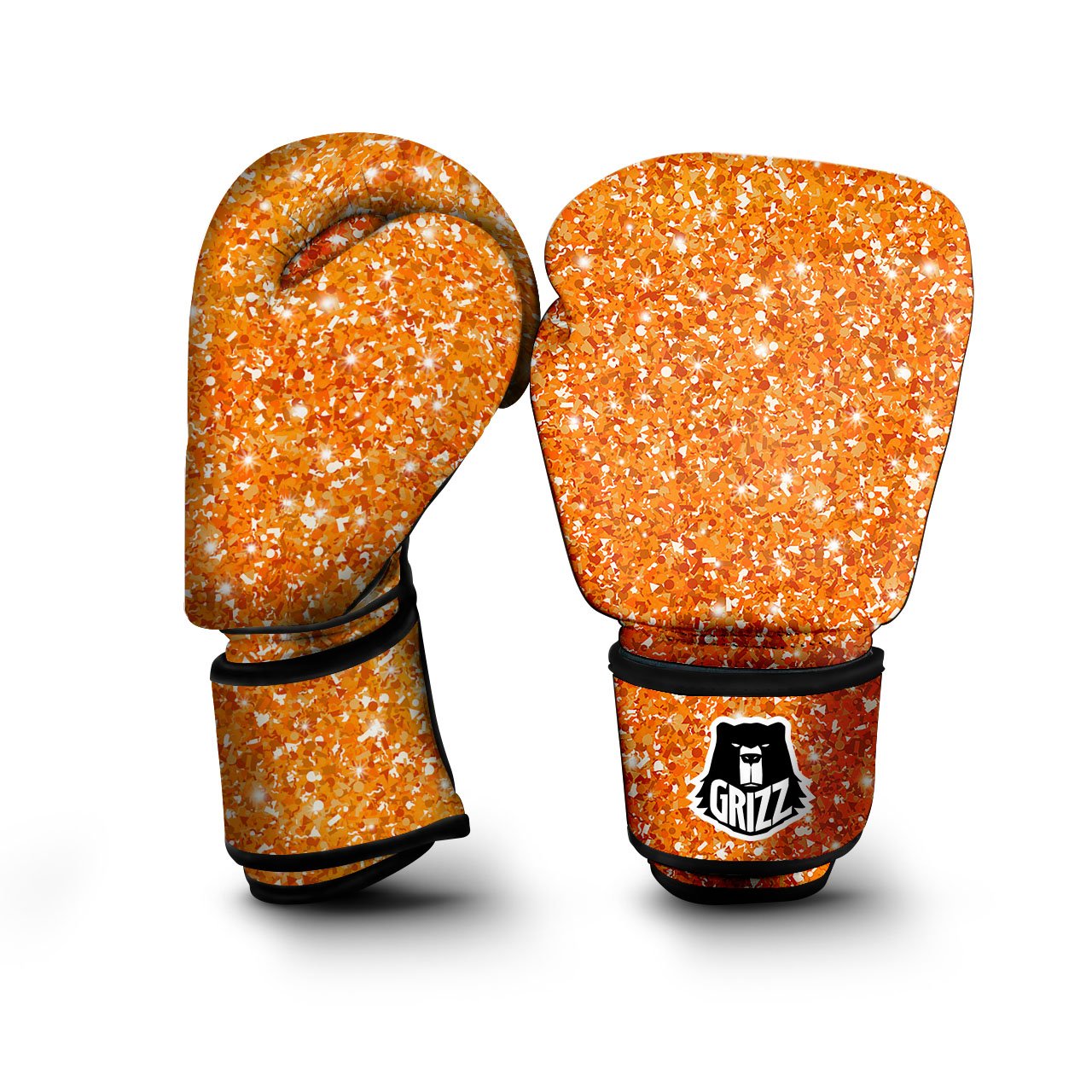 Glitter Artwork Orange Print Boxing Gloves-grizzshop