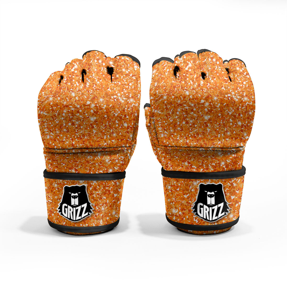 Glitter Artwork Orange Print MMA Gloves-grizzshop