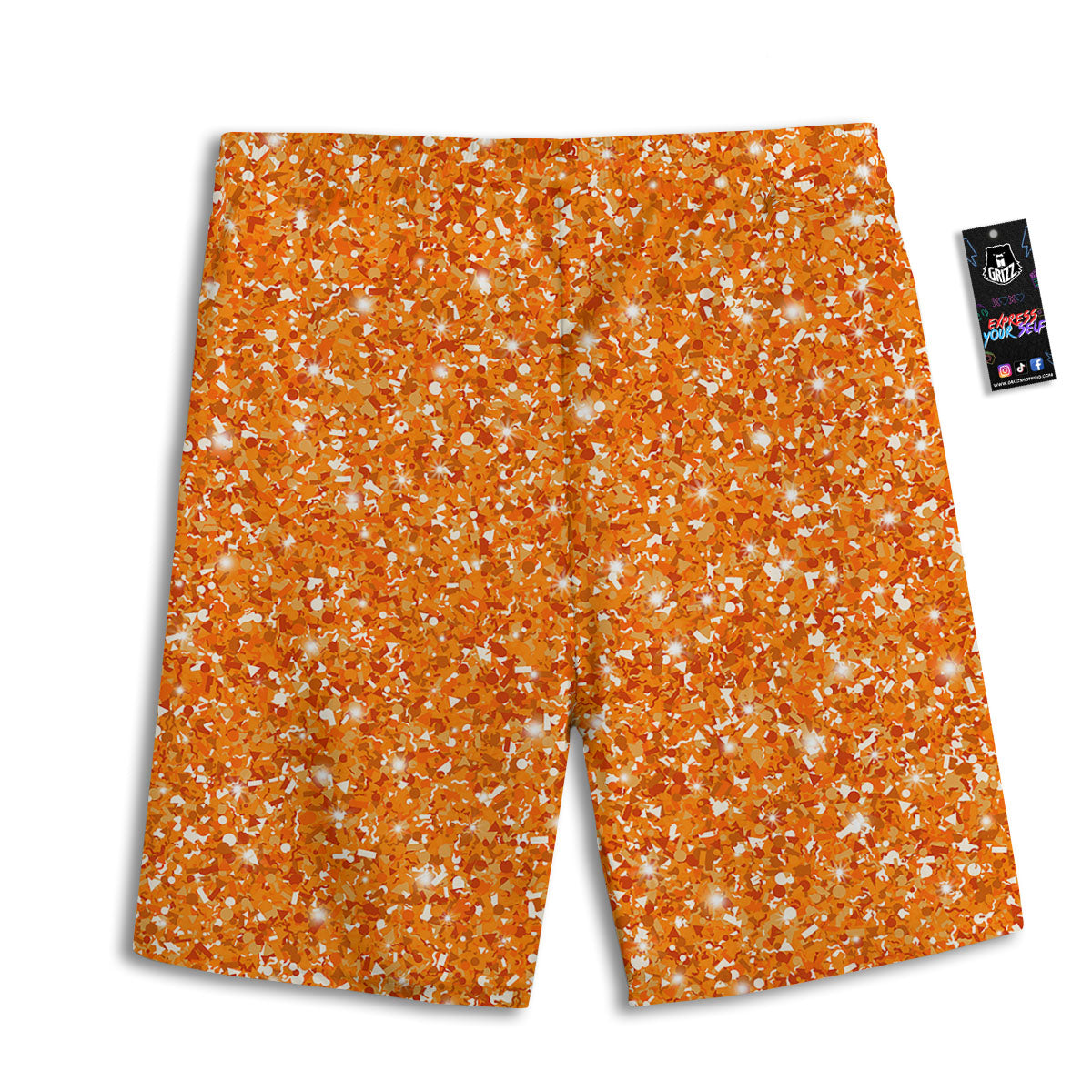Glitter Artwork Orange Print Men's Athletic Shorts