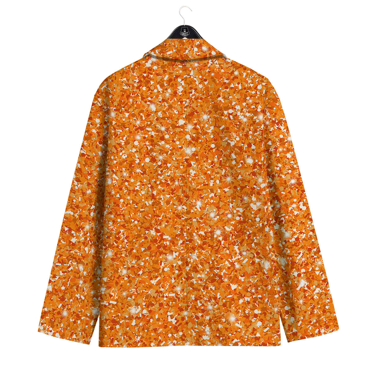 Glitter Artwork Orange Print Men's Sport Coat-grizzshop