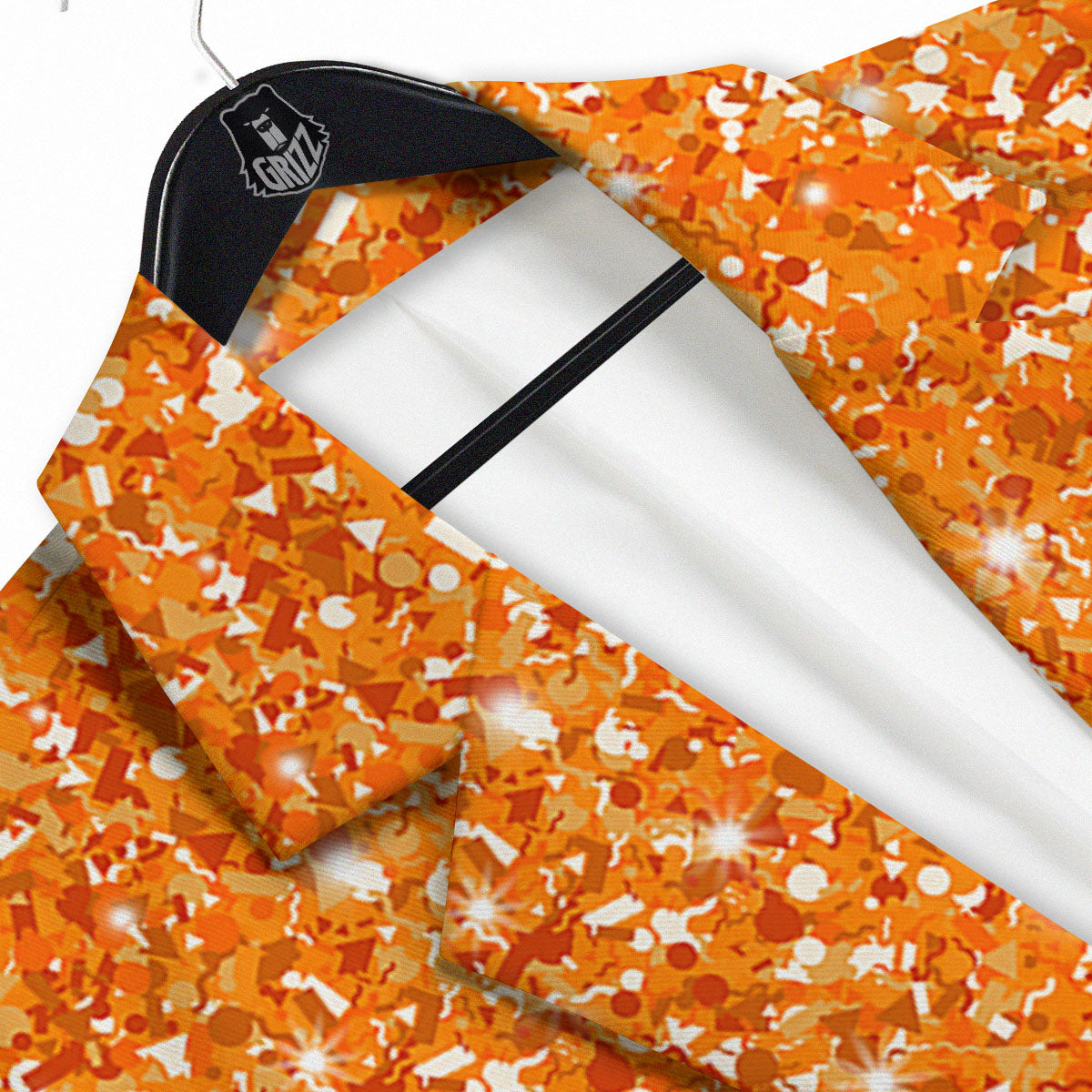 Glitter Artwork Orange Print Men's Sport Coat-grizzshop