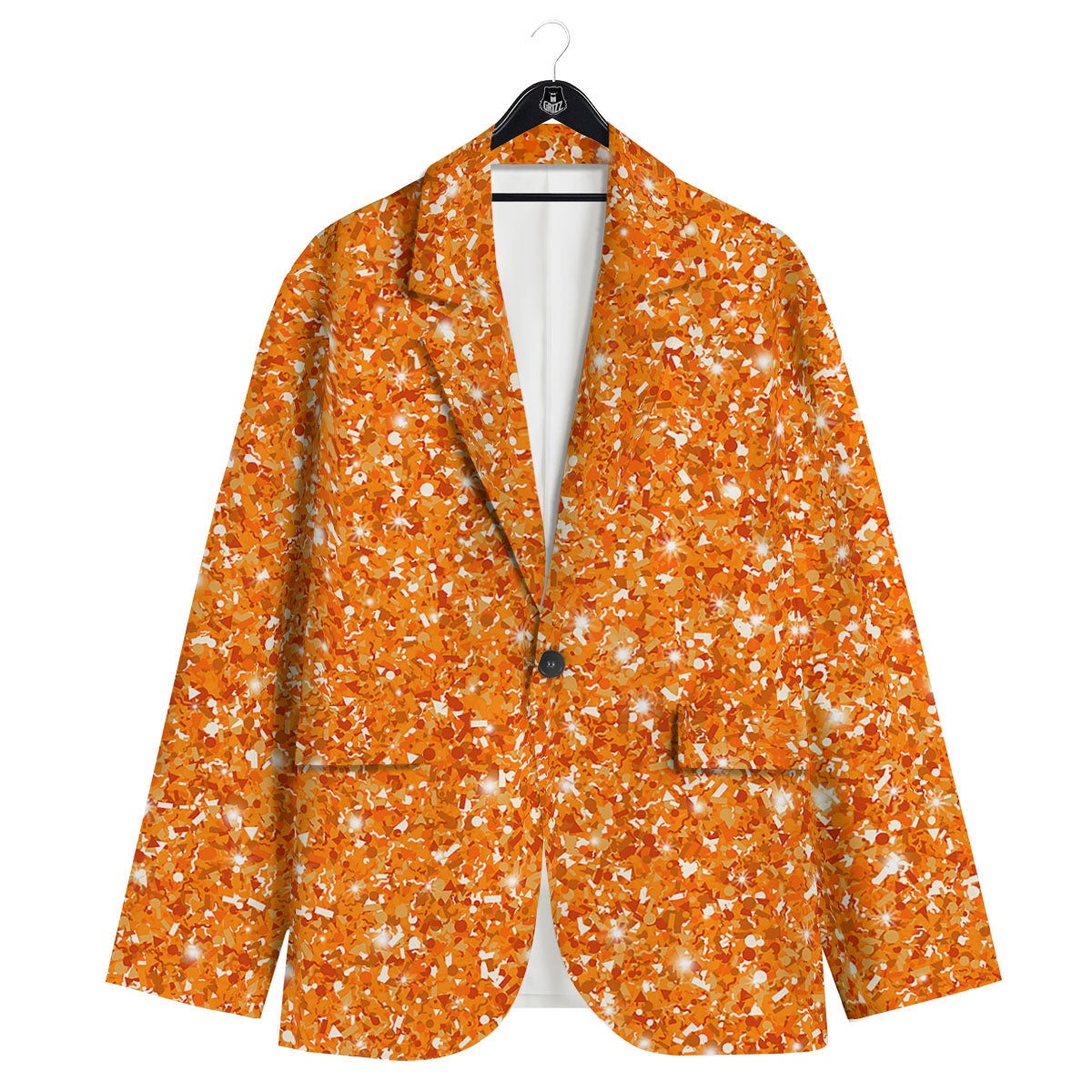 Glitter Artwork Orange Print Men's Sport Coat-grizzshop