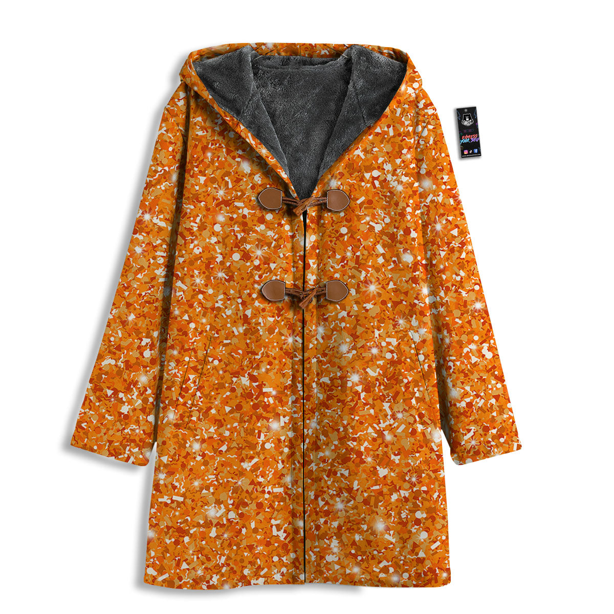 Glitter Artwork Orange Print Men's Windbreaker Jacket-grizzshop