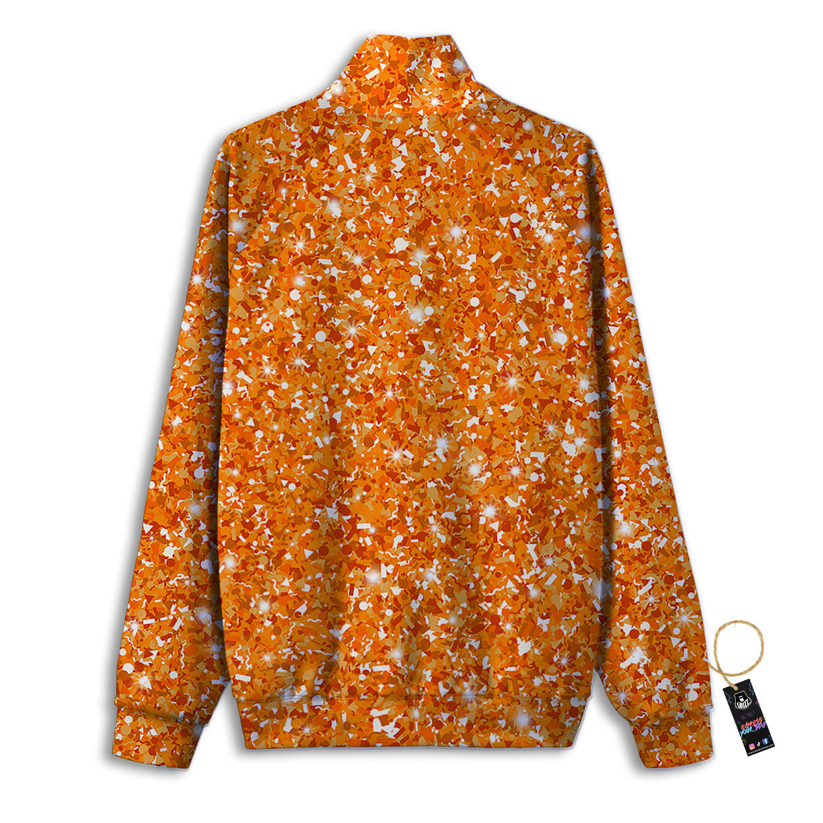 Glitter Artwork Orange Print Track Jacket-grizzshop