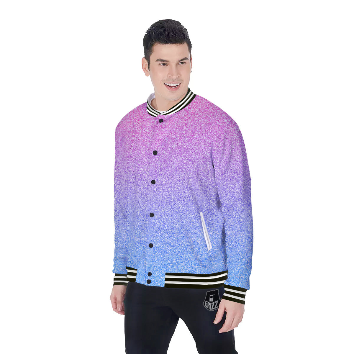 Glitter Artwork Pastel Print Pattern Baseball Jacket-grizzshop