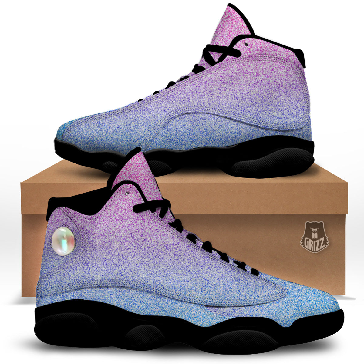 Glitter Artwork Pastel Print Pattern Black Basketball Shoes-grizzshop