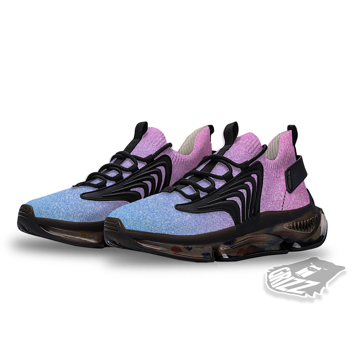 Glitter Artwork Pastel Print Pattern Black Gym Shoes-grizzshop
