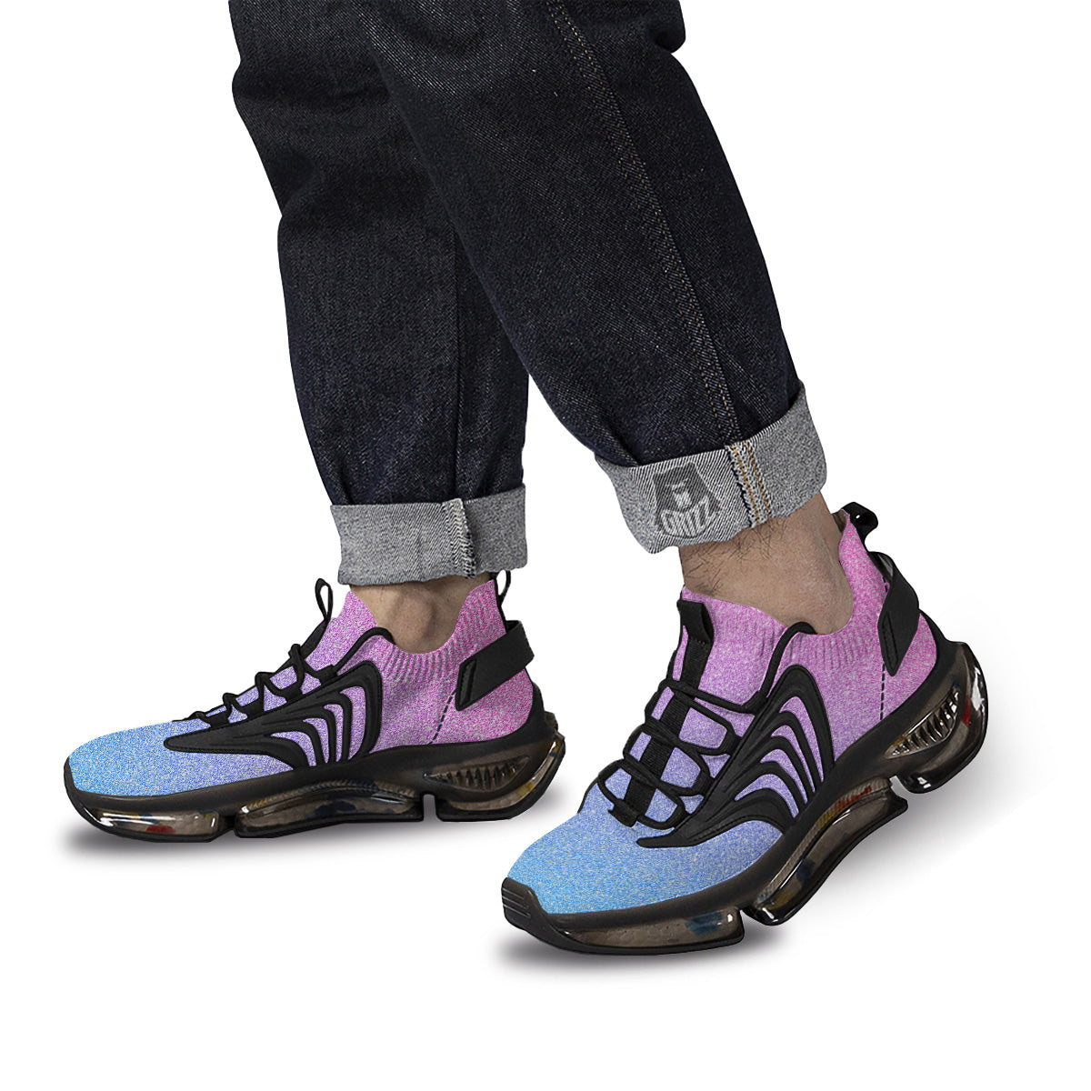 Glitter Artwork Pastel Print Pattern Black Gym Shoes-grizzshop