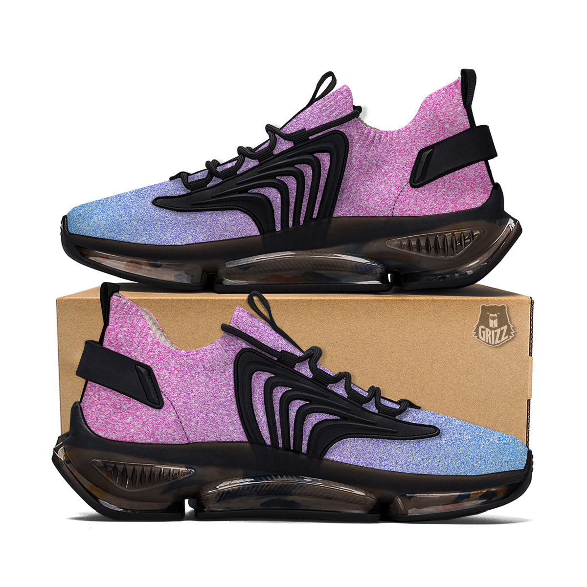 Glitter Artwork Pastel Print Pattern Black Gym Shoes-grizzshop