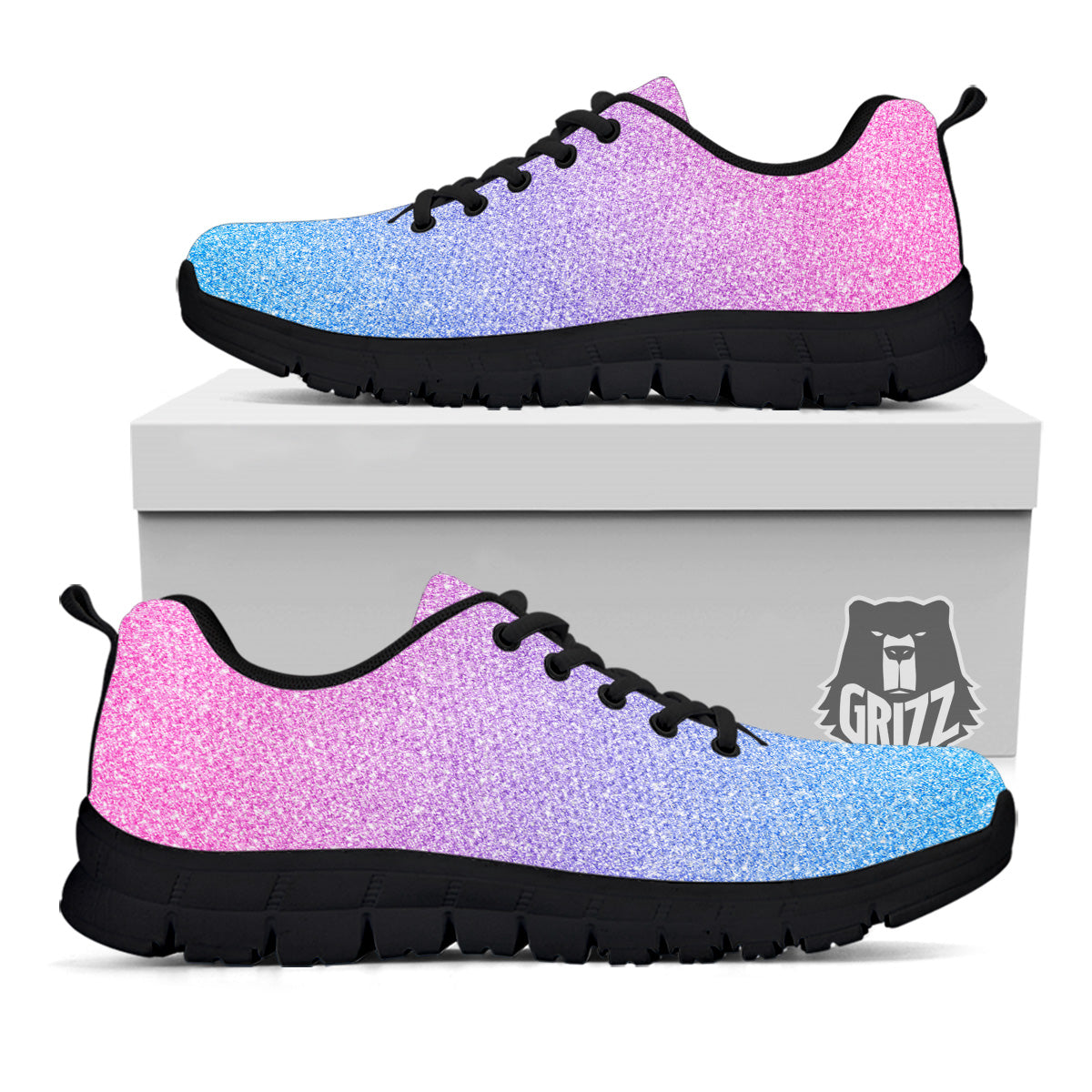 Glitter Artwork Pastel Print Pattern Black Sneaker-grizzshop