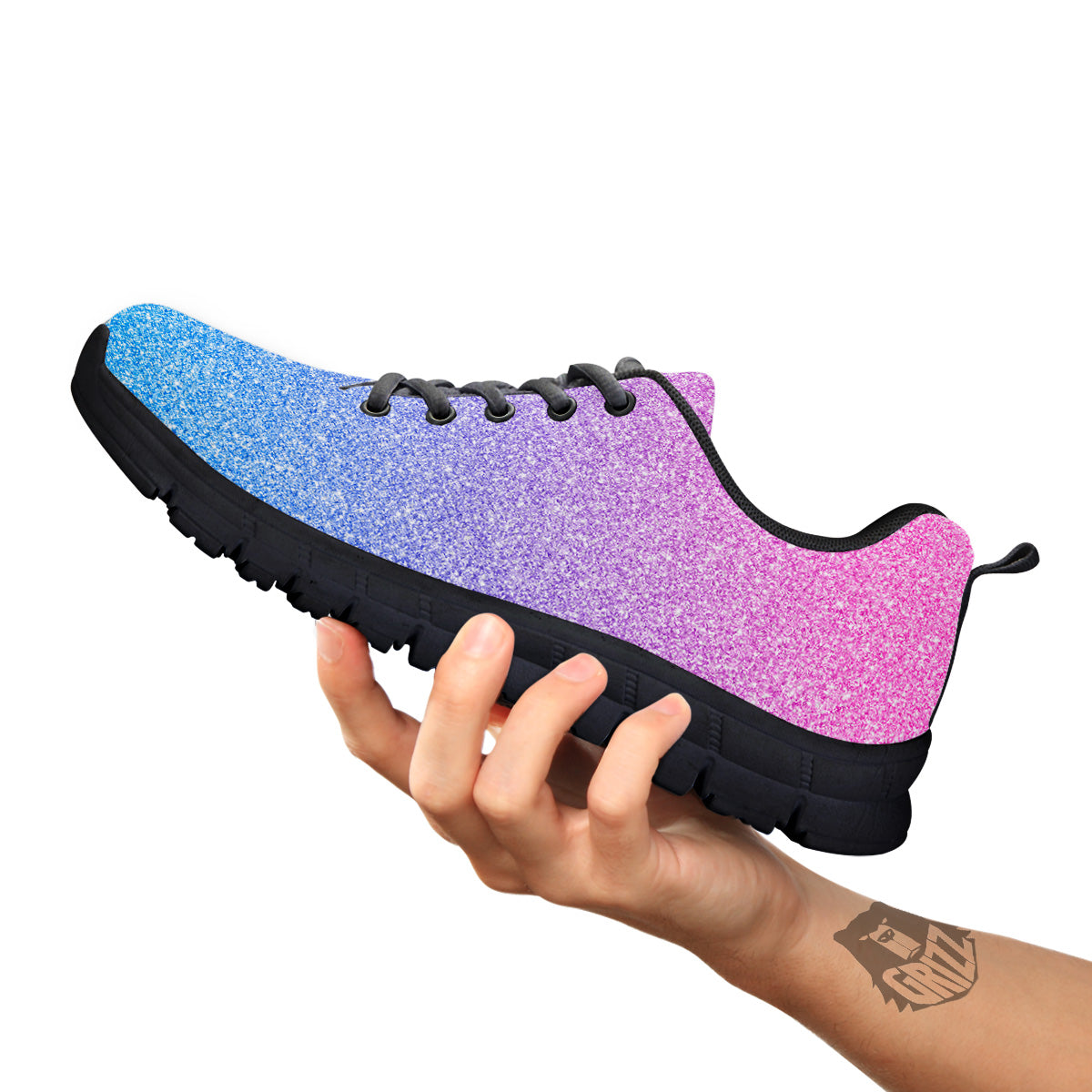 Glitter Artwork Pastel Print Pattern Black Sneaker-grizzshop
