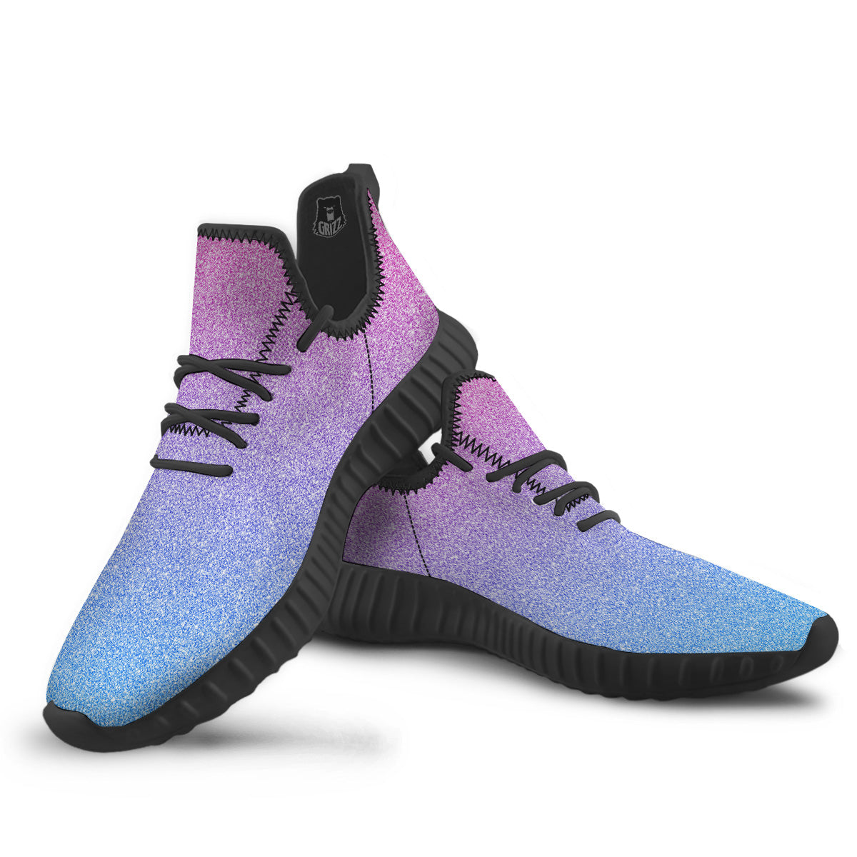 Glitter Artwork Pastel Print Pattern Black Walking Shoes-grizzshop