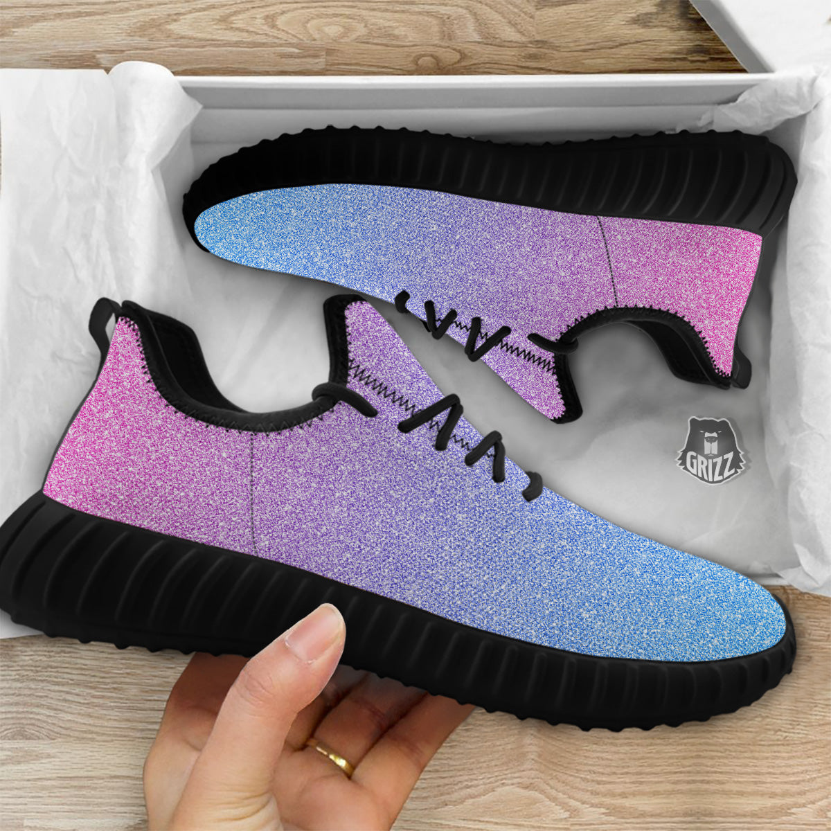Glitter Artwork Pastel Print Pattern Black Walking Shoes-grizzshop