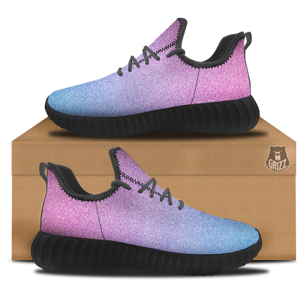 Glitter Artwork Pastel Print Pattern Black Walking Shoes-grizzshop