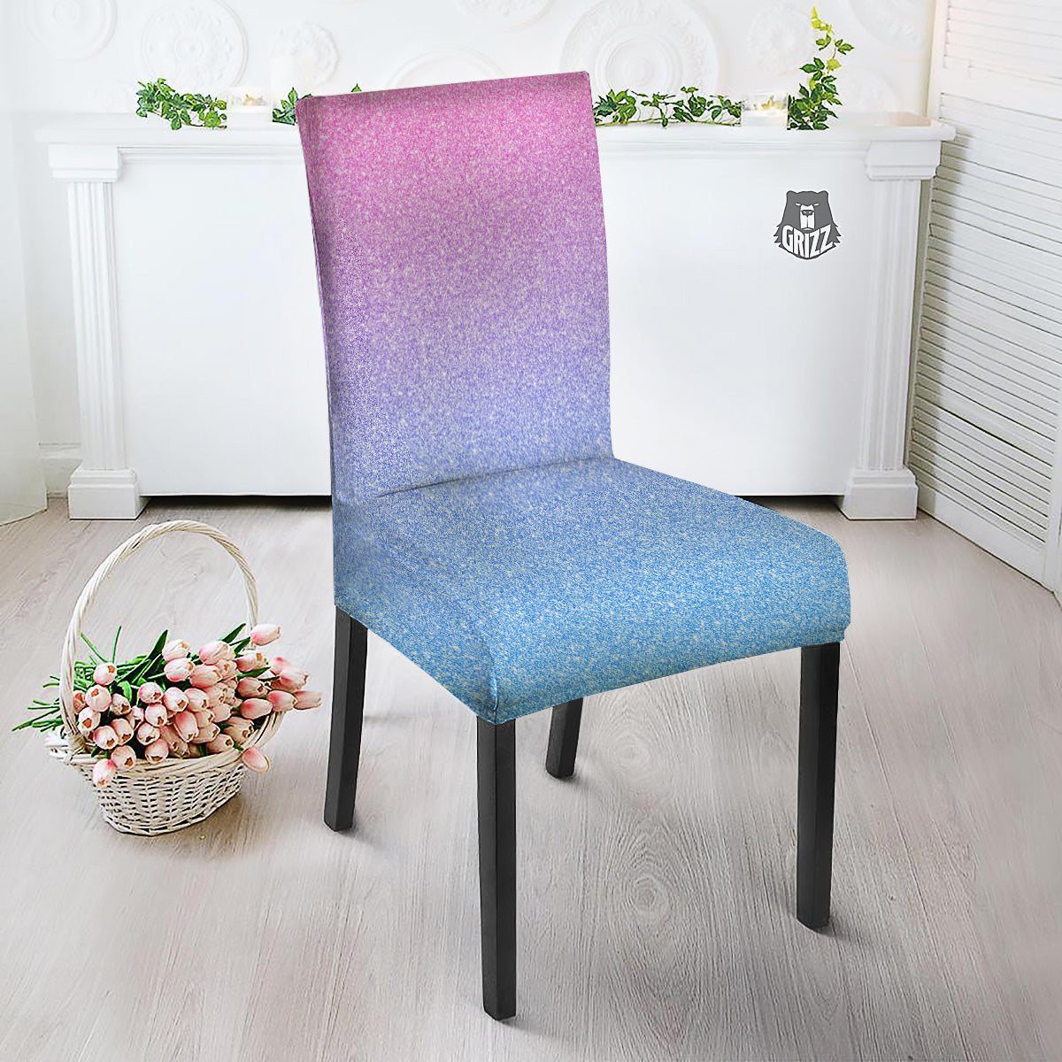 Glitter Artwork Pastel Print Pattern Dining Chair Slipcover-grizzshop