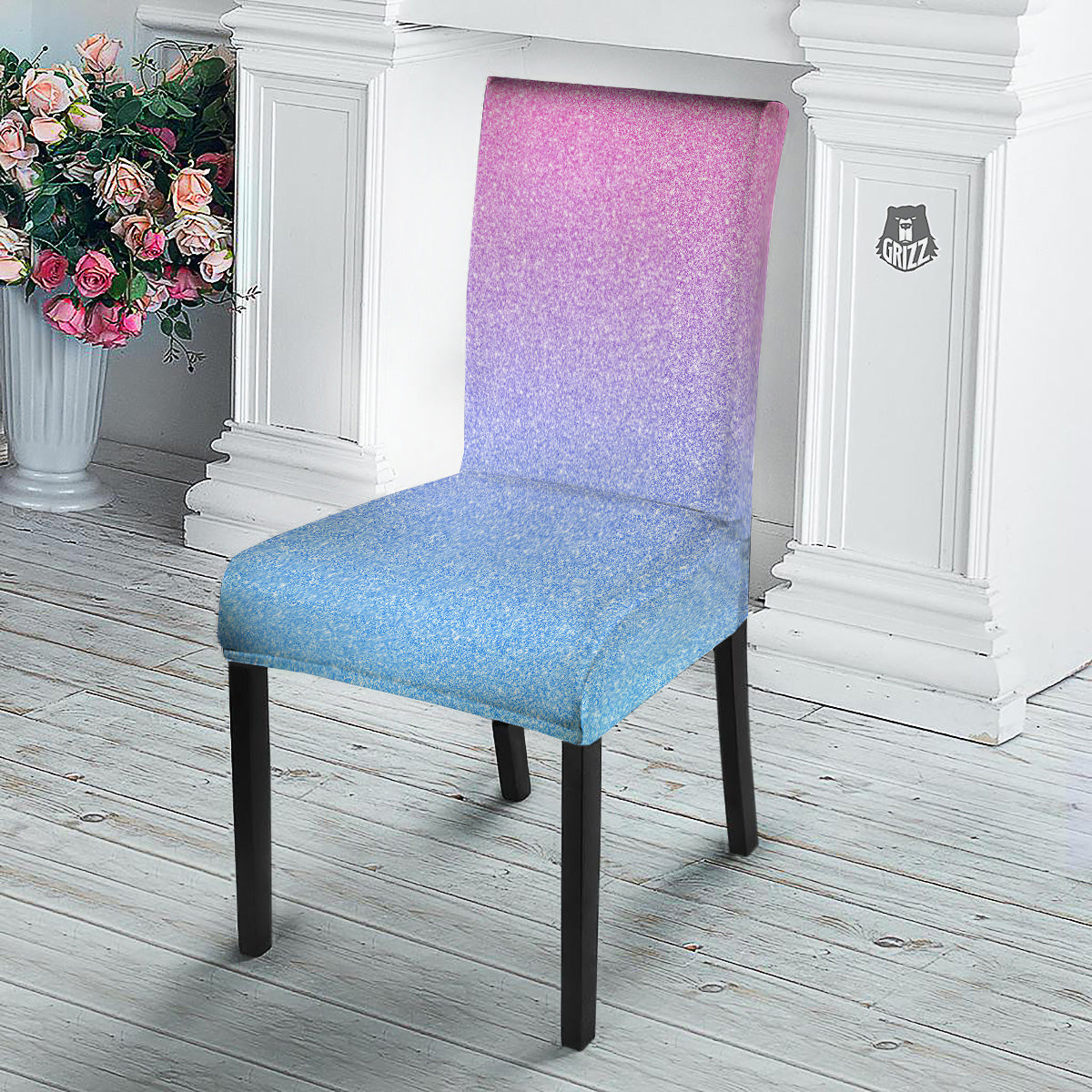 Glitter Artwork Pastel Print Pattern Dining Chair Slipcover-grizzshop
