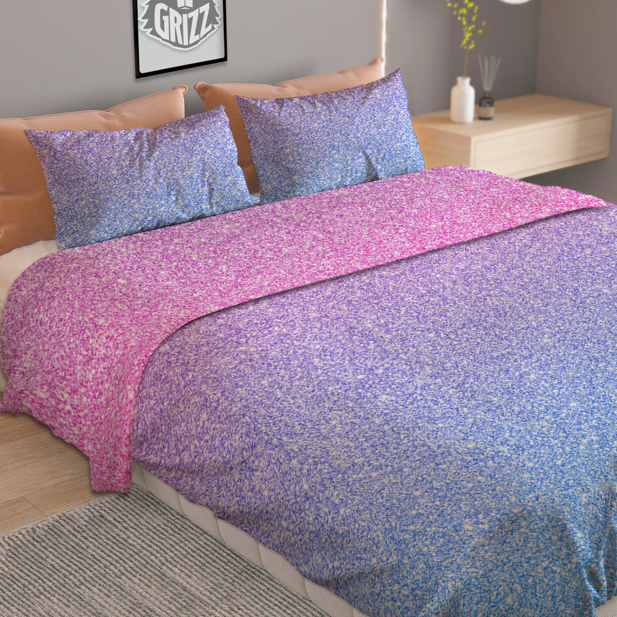 Glitter Artwork Pastel Print Pattern Duvet Cover Bedding Set