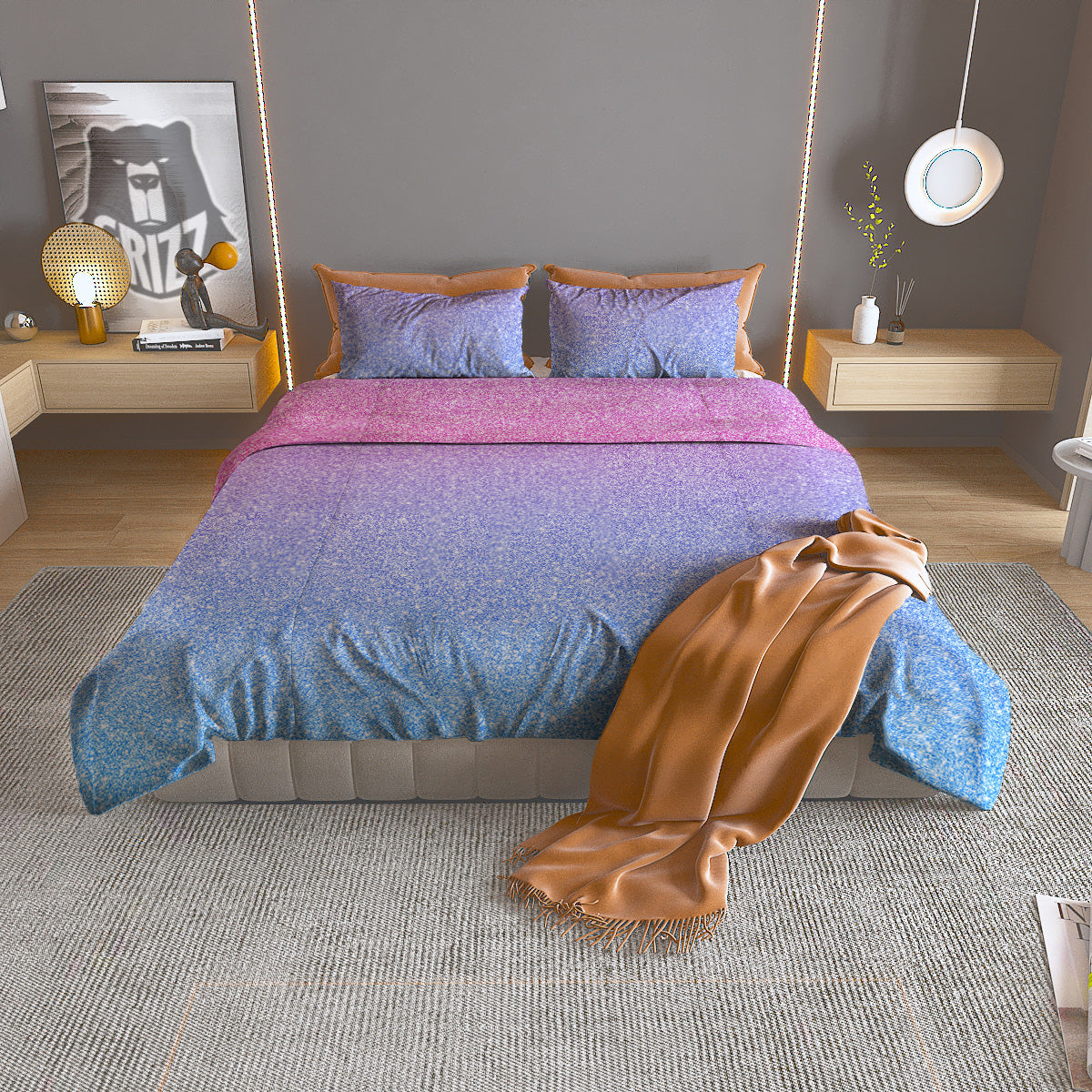 Glitter Artwork Pastel Print Pattern Duvet Cover Bedding Set