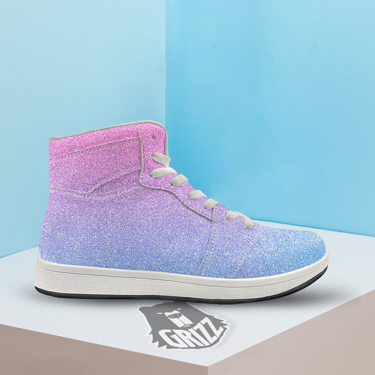 Glitter Artwork Pastel Print Pattern High Top Sneakers-grizzshop