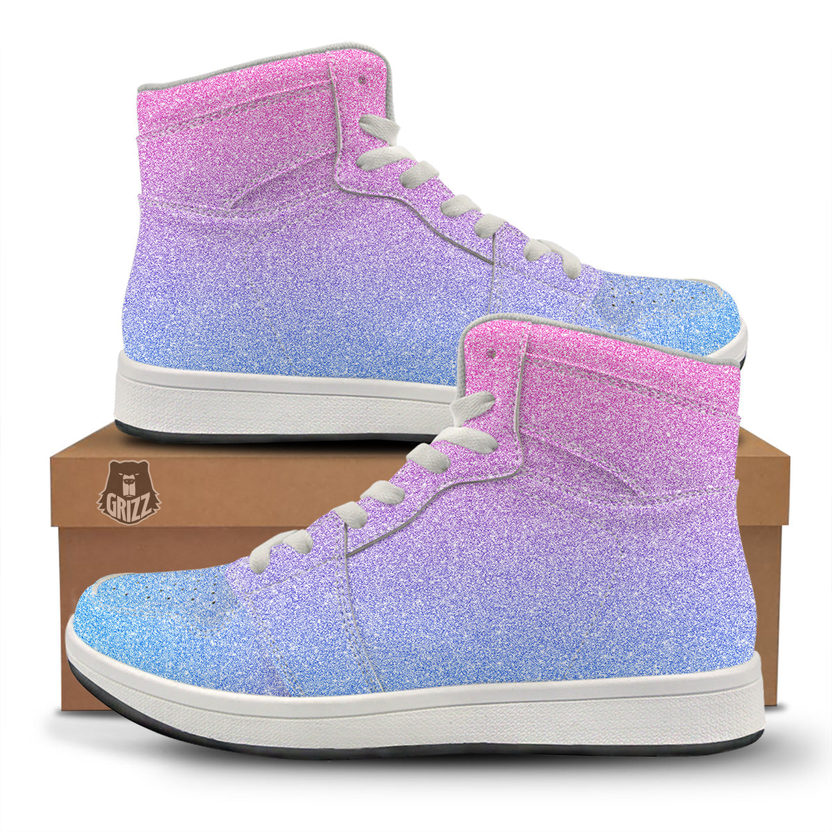 Glitter Artwork Pastel Print Pattern High Top Sneakers-grizzshop