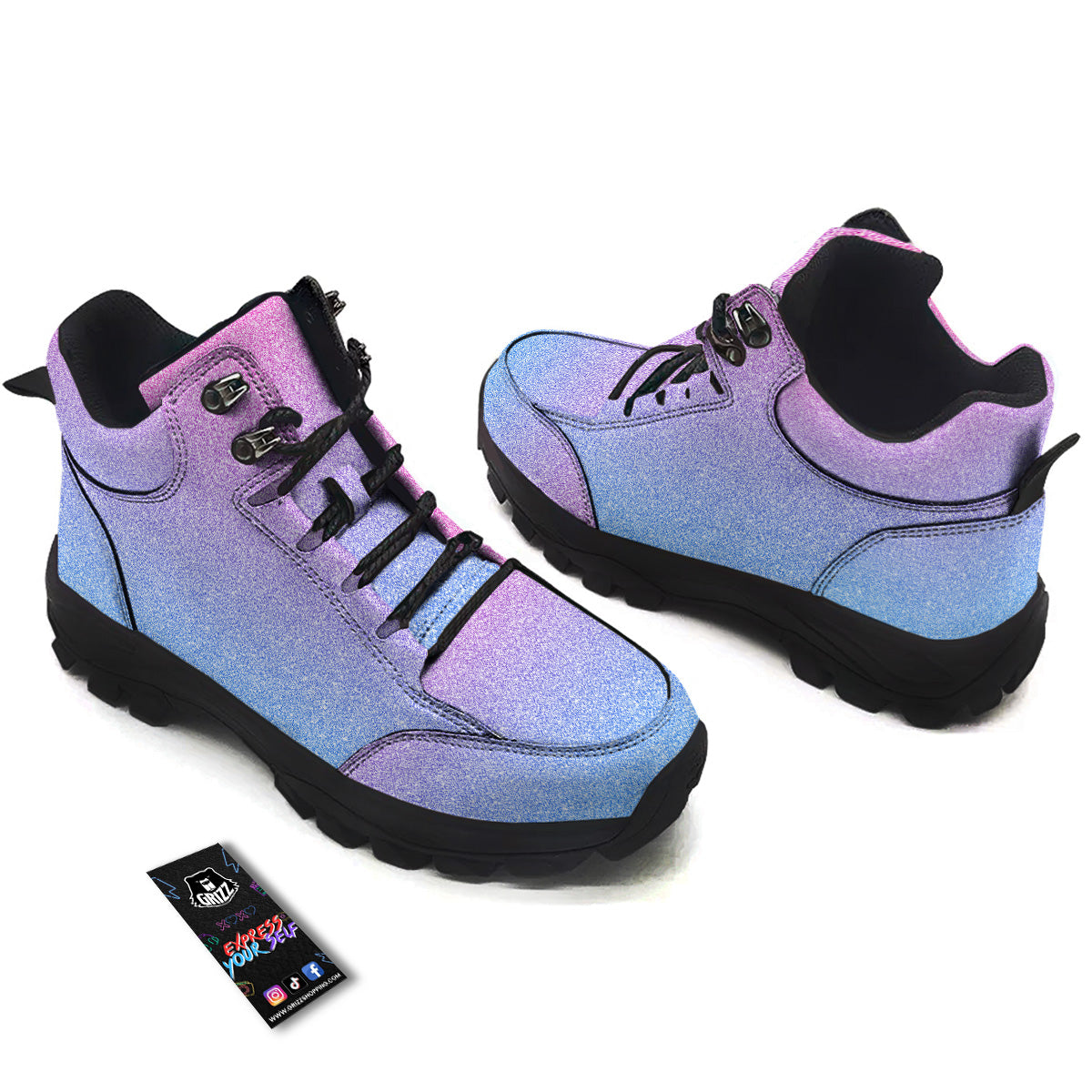 Glitter Artwork Pastel Print Pattern Hiking Shoes-grizzshop