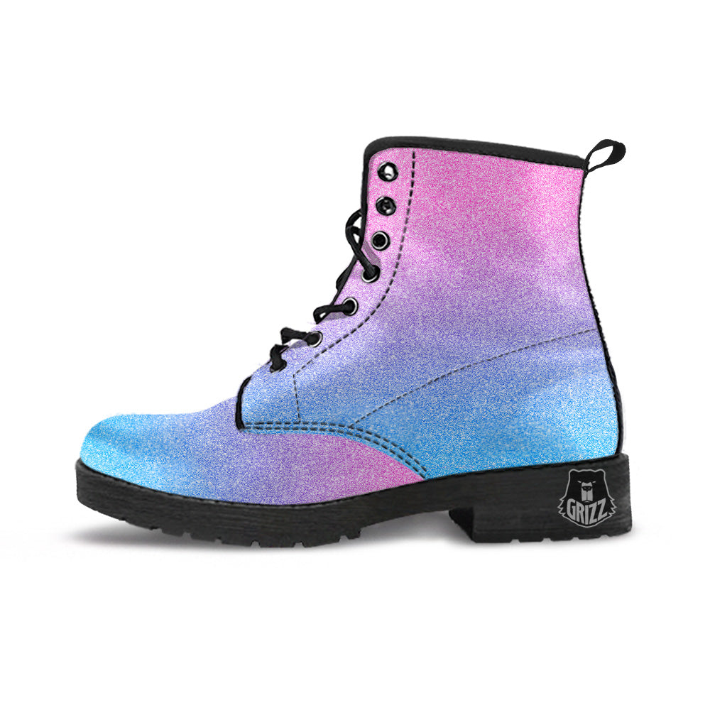 Glitter Artwork Pastel Print Pattern Leather Boots-grizzshop