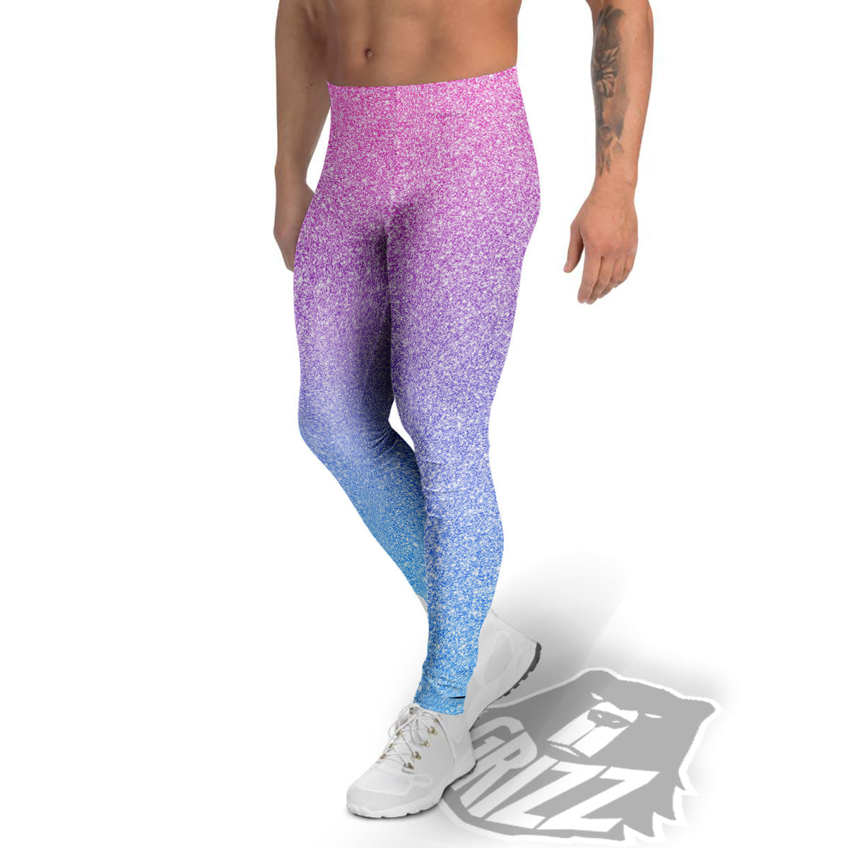 Glitter Artwork Pastel Print Pattern Men's Leggings-grizzshop