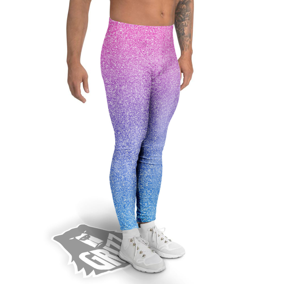 Glitter Artwork Pastel Print Pattern Men's Leggings-grizzshop