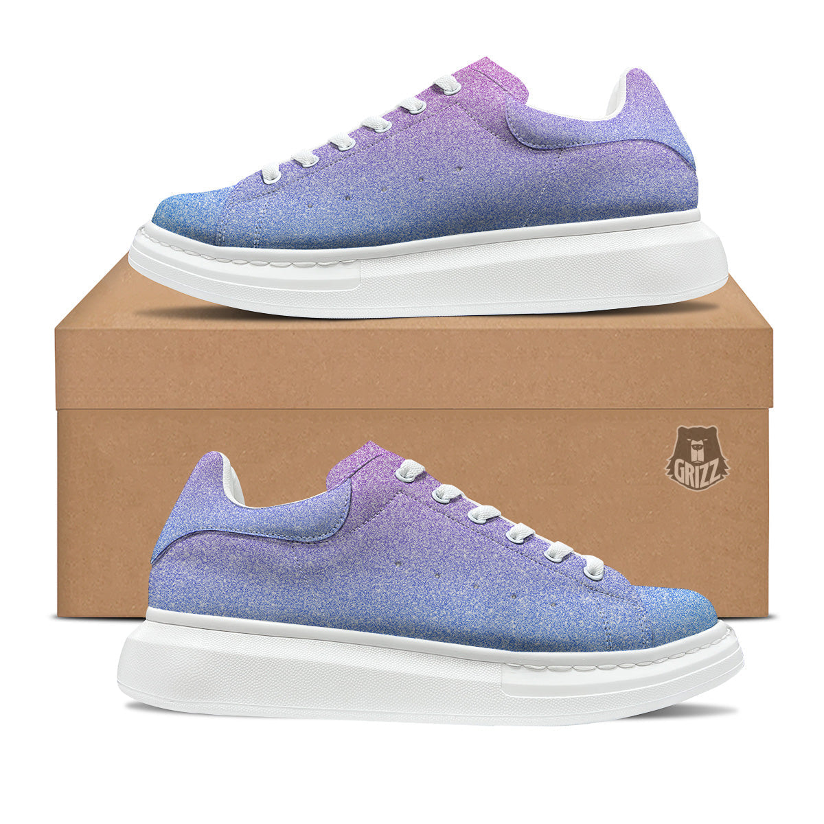 Glitter Artwork Pastel Print Pattern Platform Shoes-grizzshop