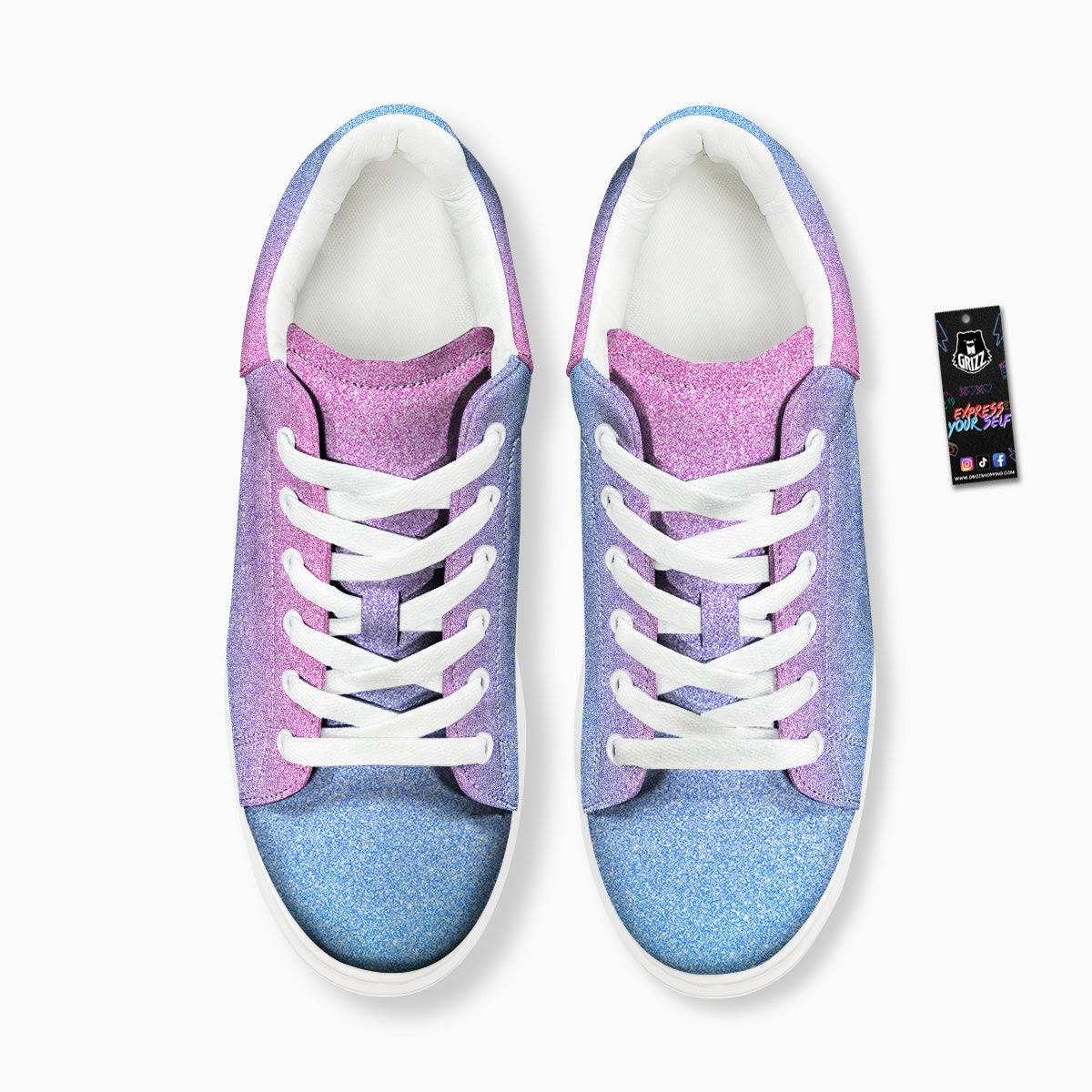 Glitter Artwork Pastel Print Pattern Platform Shoes-grizzshop