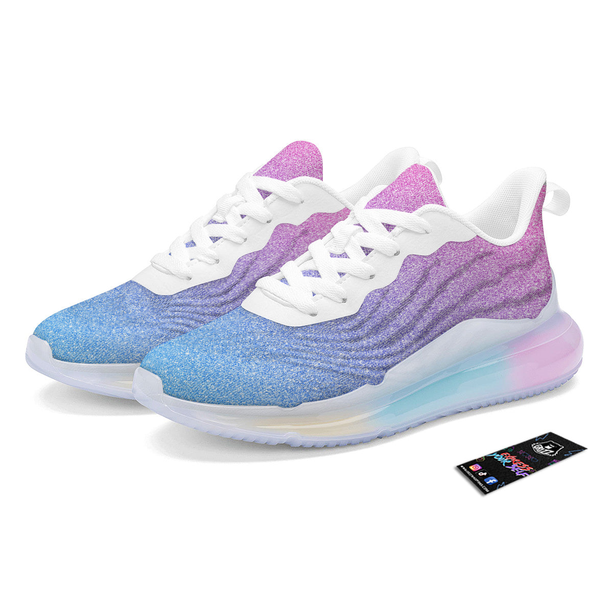 Glitter Artwork Pastel Print Pattern Running Sneakers-grizzshop