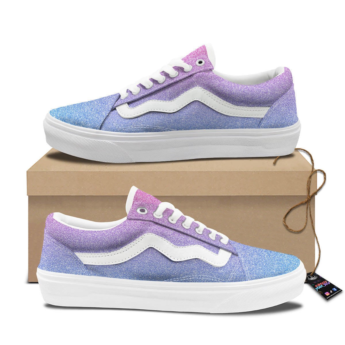 Glitter Artwork Pastel Print Pattern Skate Shoes-grizzshop